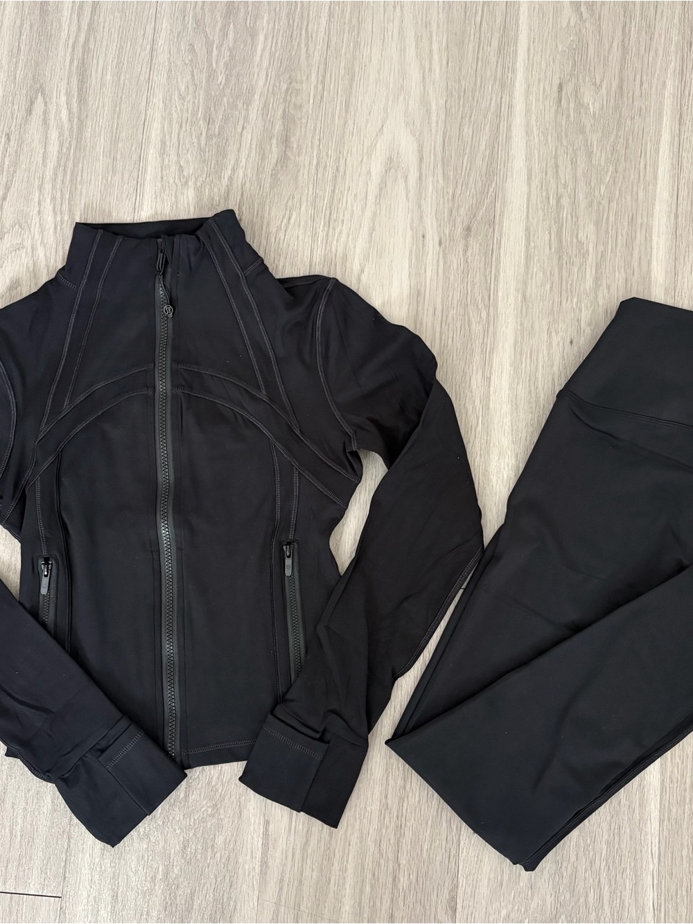 lululemon athletica Black Zip Jacket and Leggings Set